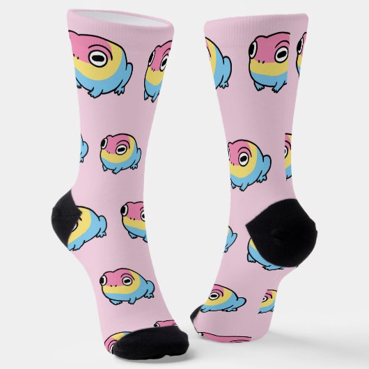 Chonky Pansexual Frog Pride Socks | Cute Pan Pride Socken (Gewinkelt)