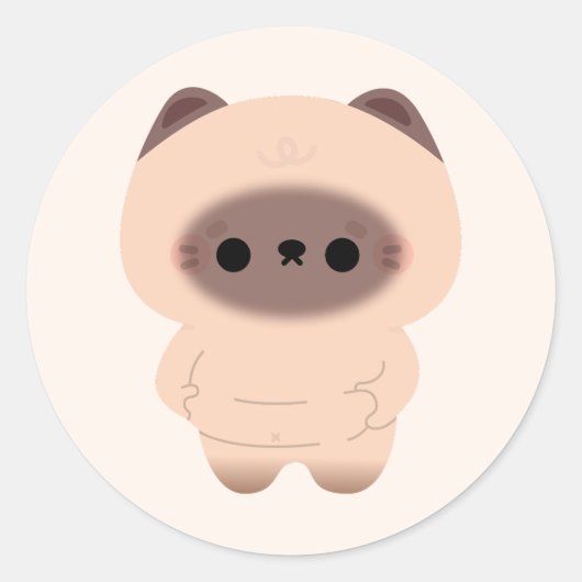 Chonky Siamese Cat Runder Aufkleber (Vorderseite)