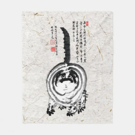 Chonky Striped Japanese Tabby Cat Fleecedecke