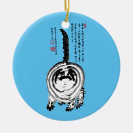 Chonky Striped Japanese Tabby Cat Keramik Ornament