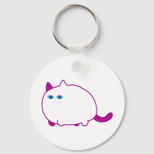 Chonky White Cat Keychain Schlüsselanhänger (Vorderseite)
