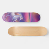 Chonky White Unicorn Fantasy Lila Cloudy Sky Skateboard (Horizontal)