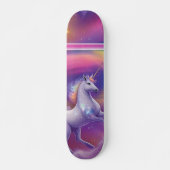 Chonky White Unicorn Fantasy Lila Cloudy Sky Skateboard (Vorne)