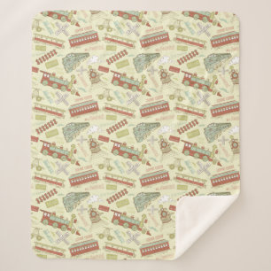 Choo Choo Antique Trains Sherpa Blanket Sherpadecke
