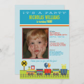 Choo Choo Aqua Kindergeburt Einladung (Vorne/Hinten)