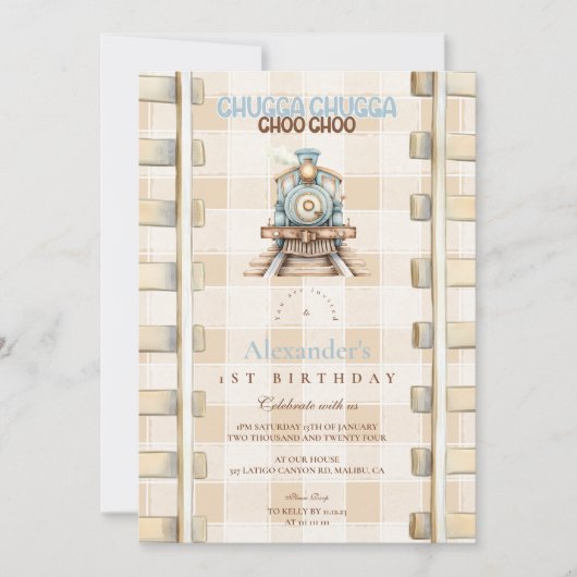Choo Choo Bahn 1. Geburtstag Einladung (Vorderseite)