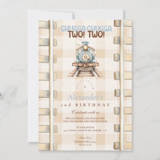 Choo Choo Bahn 2. Geburtstag Einladung (Vorderseite)