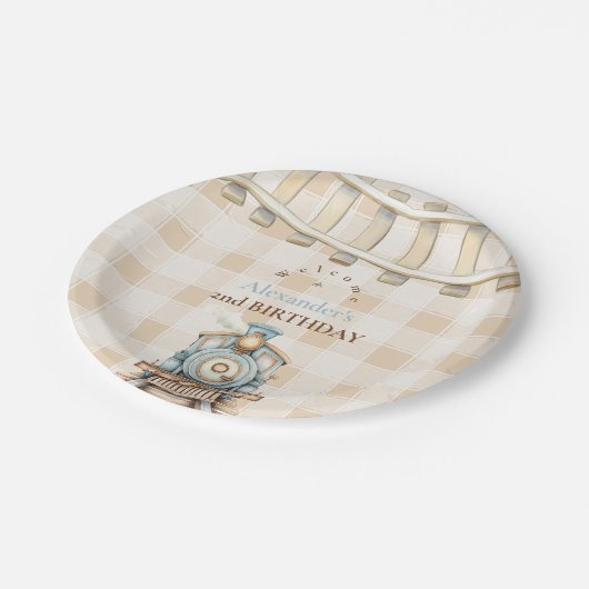 Choo Choo Bahn 2. Geburtstag Pappteller (Schrägansicht)