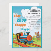 Choo Choo Bahn Kinder Niedliches Zugticket Geburts Einladung (Vorne/Hinten)