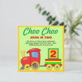 Choo Choo Colorful Spielzeugzug Geburtstagsparty E Einladung (Stehend Vorderseite)