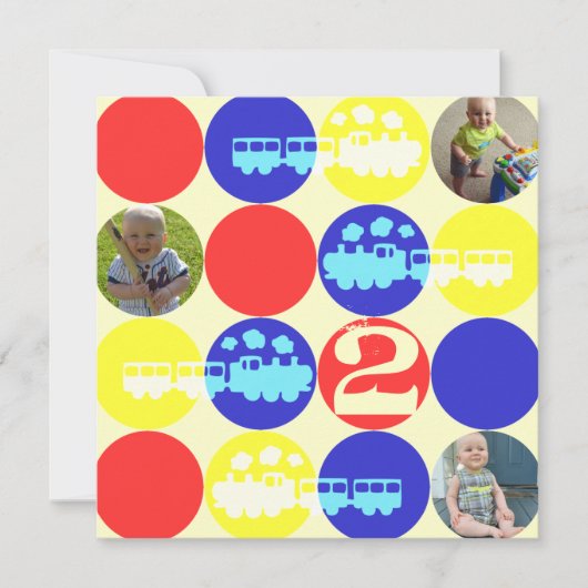 Choo Choo Dots Geburtstagsparty Foto Einladung (Vorderseite)