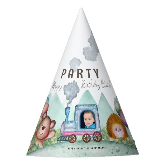 Choo Choo Eisenbahn Thema Party Hat Partyhütchen (Vorderseite)