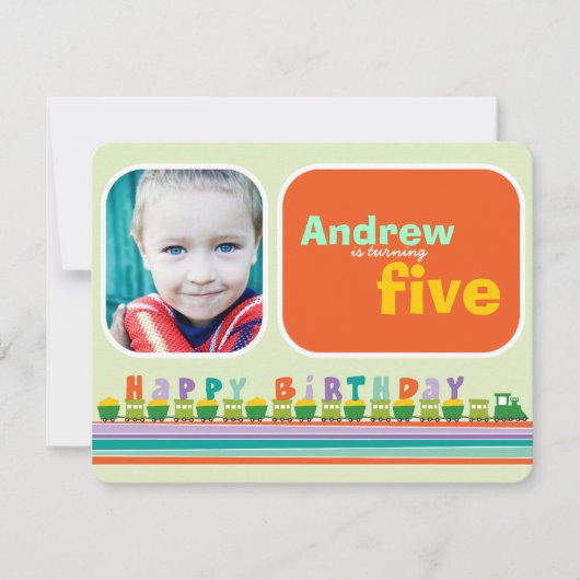 Choo Choo Happy Birthday Train Boy Birthday Party Einladung (Vorderseite)