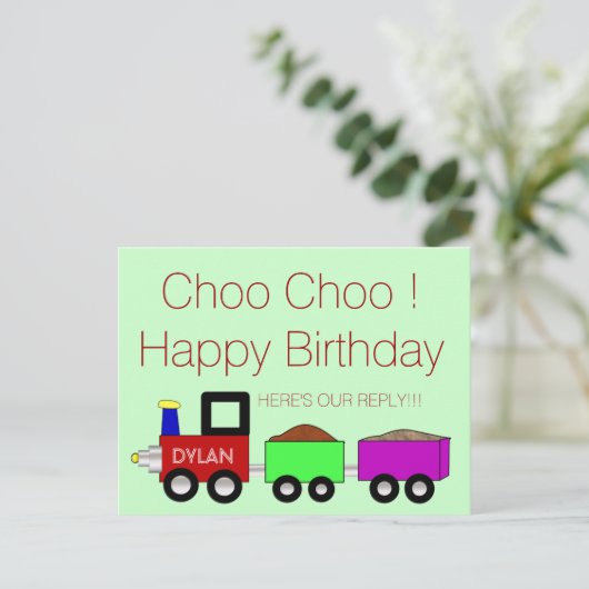 Choo Choo Happy Geburtstag!! UAWG Postkarte (Stehend Vorderseite)
