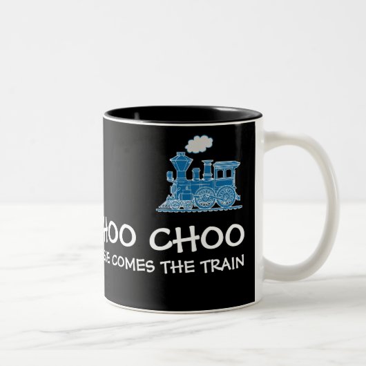 Choo Choo hier kommt die Zugmarine u. die schwarze Zweifarbige Tasse (Rechts)