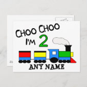 Choo Choo, ich bin 2! MIT ZUG Postkarte (Vorne/Hinten)