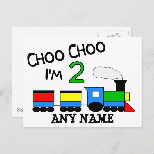 Choo Choo, ich bin 2! MIT ZUG Postkarte (Vorne/Hinten)