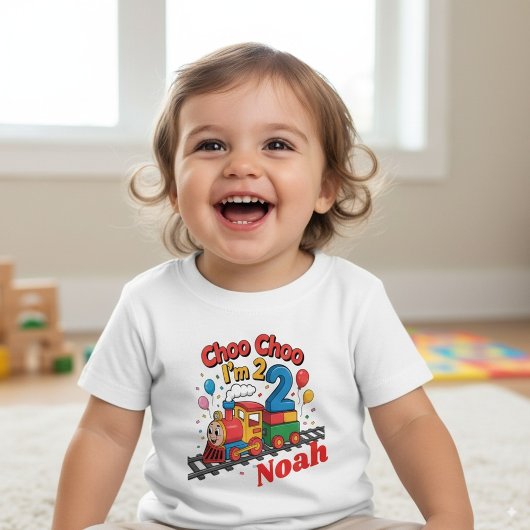 Choo Choo, ich bin 2! Personalisierter Zug zum Geb Baby T-shirt
