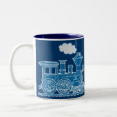 "Choo Choo kommt hier zum Zug" blaue Tasse (Links)