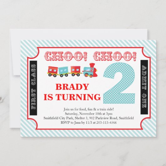 Choo Choo Look Who is 2 - Party Einladung (Vorderseite)