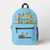 Choo Choo Train Animals Blue Funny Monkeys 1 Bedruckter Rucksack (Vorderseite)