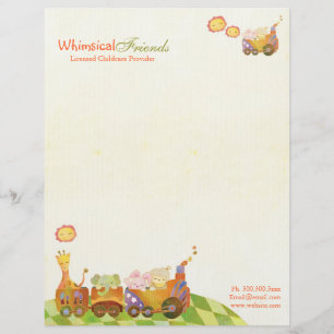Choo Choo Train Baby Animals Daycare Business Briefbogen