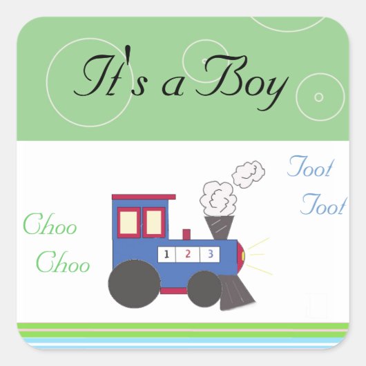 Choo Choo Train Baby Boy Quadratischer Aufkleber (Vorderseite)