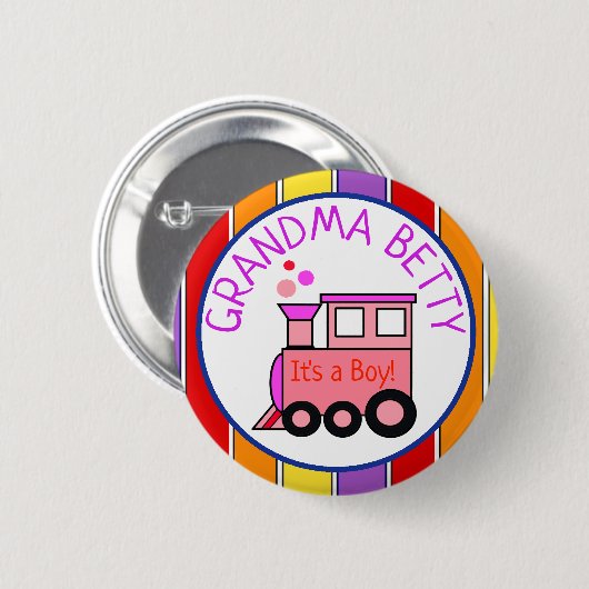 Choo Choo Train Baby Dusche Oma zu sein Button (Vorne & Hinten)