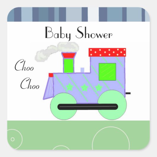 Choo Choo Train Baby Dusche Quadratischer Aufkleber (Vorderseite)