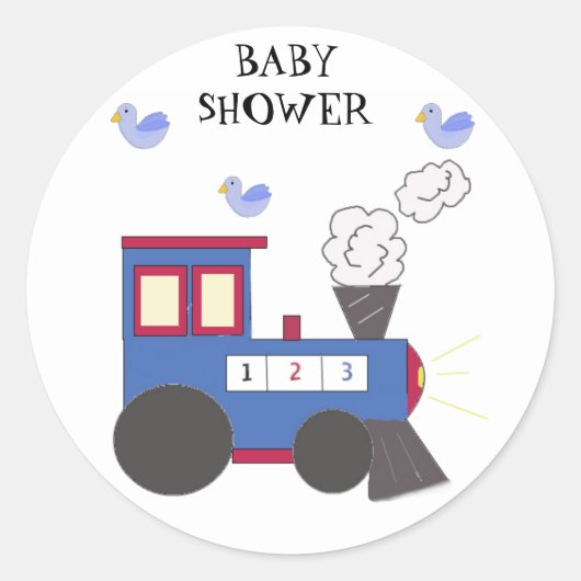 Choo Choo Train Baby Dusche Runder Aufkleber (Vorderseite)