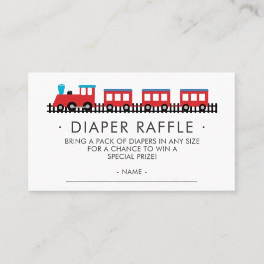 CHOO CHOO TRAIN Baby Dusche Windeln Raffle Ticket Begleitkarte (Vorderseite)