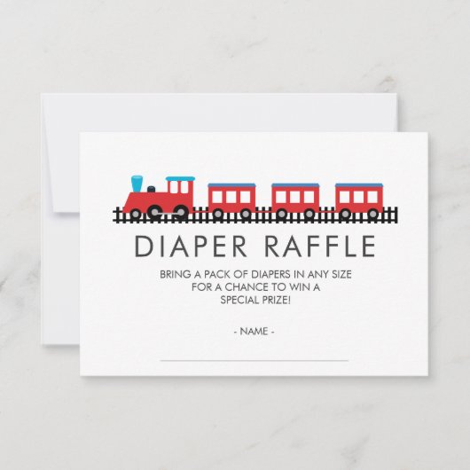 CHOO CHOO TRAIN Baby Dusche Windeln Raffle Ticket Einladung (Vorderseite)