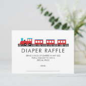 CHOO CHOO TRAIN Baby Dusche Windeln Raffle Ticket Einladung (Stehend Vorderseite)