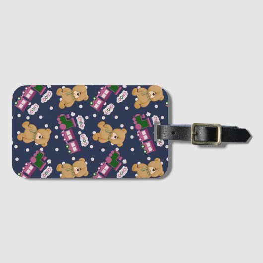 Choo choo train bear Luggage Tag Gepäckanhänger (Vorderseite (Horizontal))
