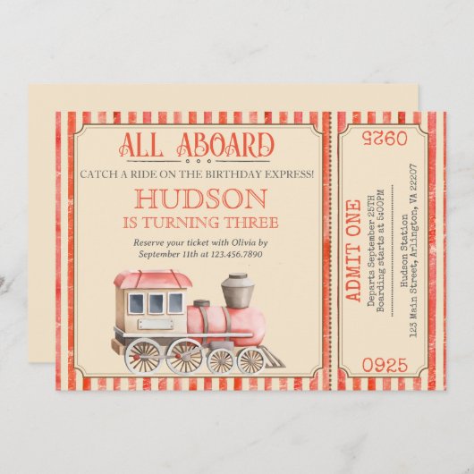 Choo Choo Train Birthday Invite - Train Party sie Einladung (Vorne/Hinten)