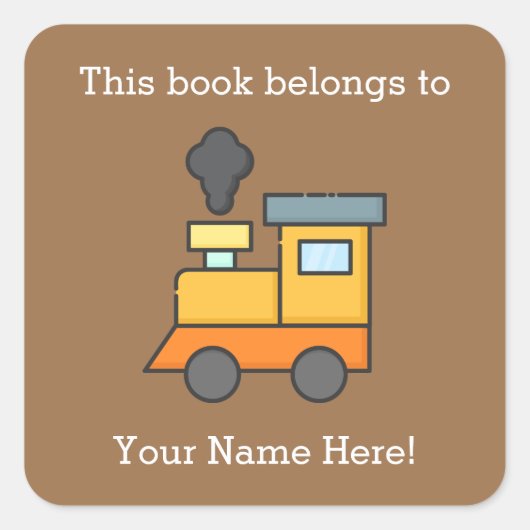 Choo Choo Train Buchzeichen Quadratischer Aufkleber (Vorderseite)
