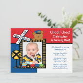 Choo Choo Train Foto Geburtstag Einladung (Stehend Vorderseite)