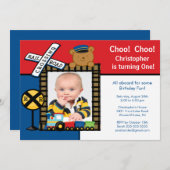 Choo Choo Train Foto Geburtstag Einladung (Vorne/Hinten)