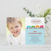 Choo Choo Train Foto Geburtstag Einladung (Stehend Vorderseite)