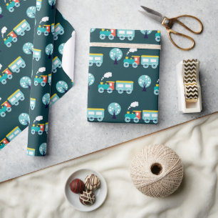 Choo Choo Train Glossy Wrapping Paper, 30" x 6' Geschenkpapier