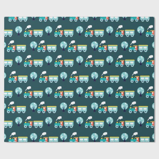Choo Choo Train Glossy Wrapping Paper, 30" x 6' Geschenkpapier (Flach)
