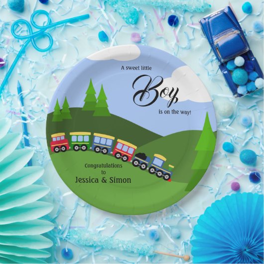 Choo Choo Train Landschaftsbild Kinderdusche Pappteller (Party)