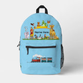 Choo Choo Train Loco Motive Blue children 8 Bedruckter Rucksack (Vorderseite)
