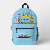 Choo Choo Train Loco Motive Blue Funny Monkeys 5 Bedruckter Rucksack (Vorderseite)
