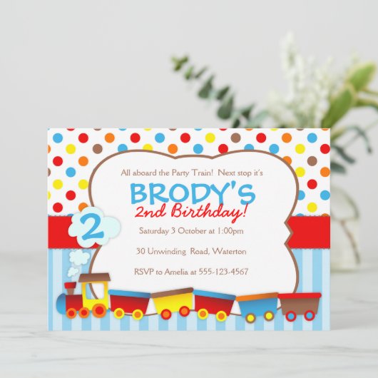 Choo Choo Train Party Einladung (Stehend Vorderseite)