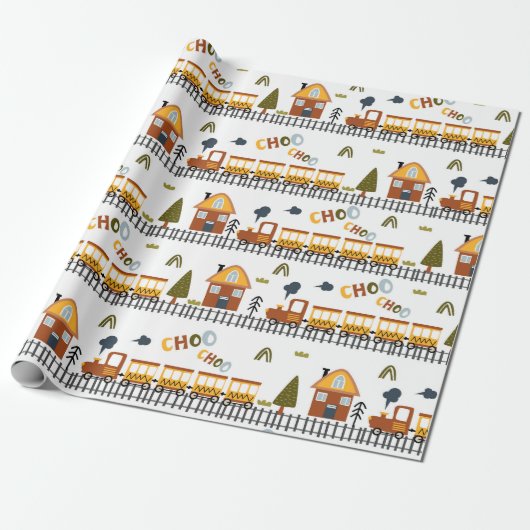 Choo Choo Train Pattern Little Kid Geschenkpapier (Ungerollt)