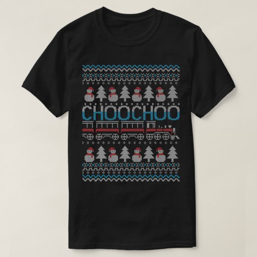 Choo Choo Train Railroad Railway Kids Ugly Christm T-Shirt (Design vorne)