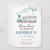 Choo Choo Train Transportation Boy Birthday Einladung (Vorderseite)