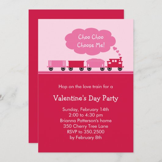 Choo Choo Train Valentine Party Einladung (Vorne/Hinten)