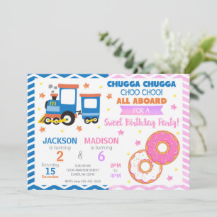 Choo Choo Zug & Donuts Lokal Geburtstag Einladung